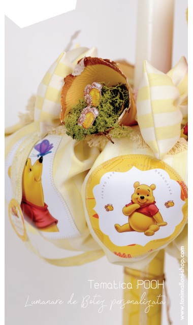 Lumanare de botez pentru baieti cu Winnie the Pooh, 65x4 cm, Honey  2